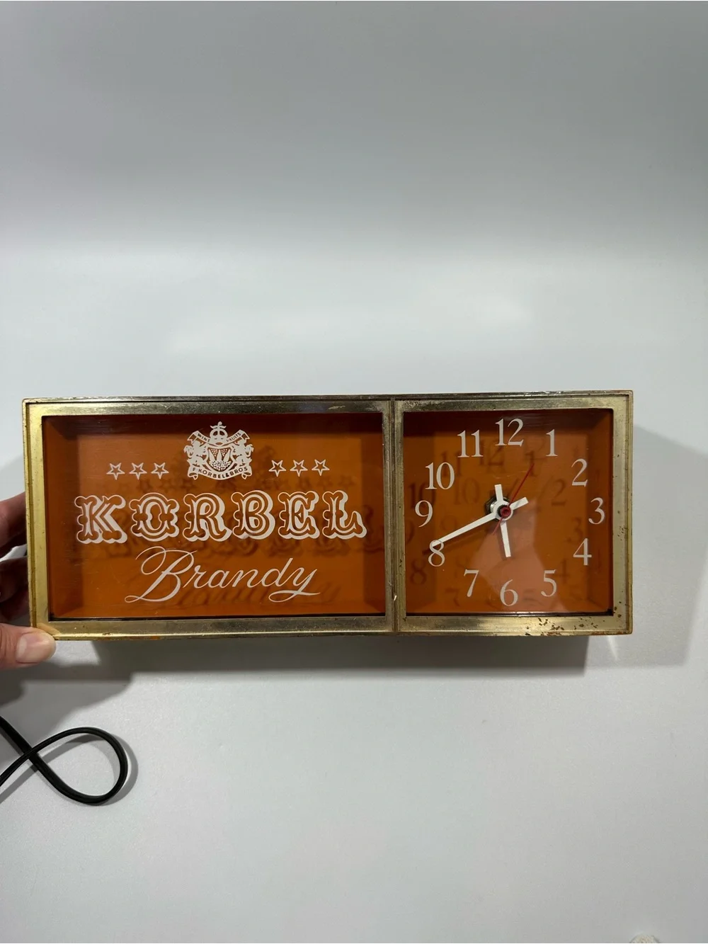 Vintage Korbel Brandy Advertising Clock Liquor Sign Collectible Works Man Cave